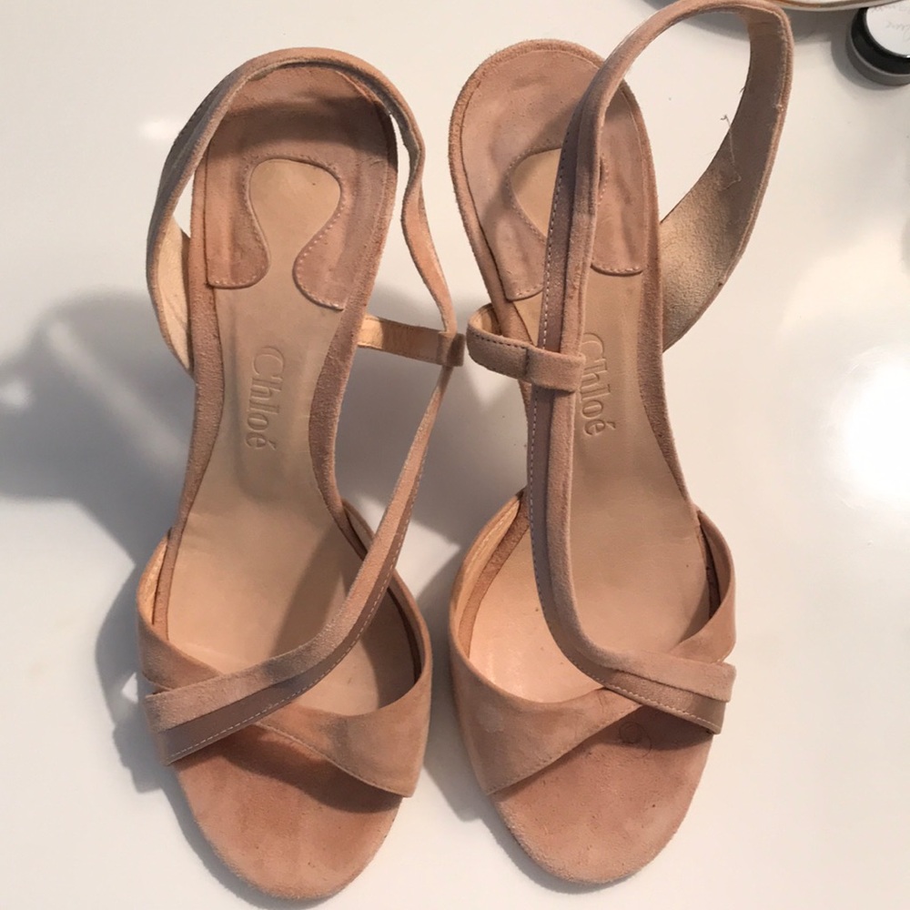 Chloe Nude sling back heel sandals